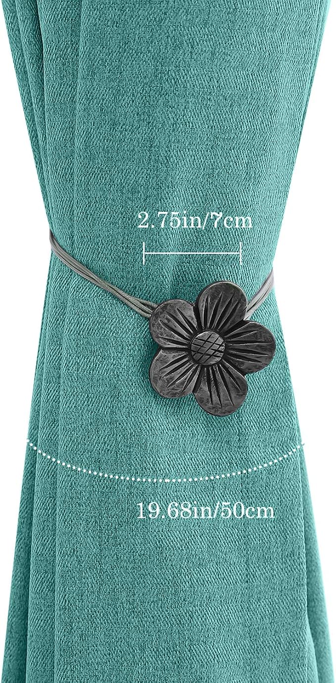 Lewondr Vintage Magnetic Curtain Tieback, 1 Pair Resin Flower Curtain Drapery - Image 8