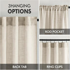 MIULEE Cream Linen Curtains 108 Inches Long 2 Panels - Image 3