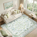 RELEANY Area Rugs 6'x9' Washable Non-Slip, Floral Vintage Distress Print by RELEANY