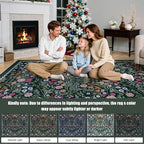 Round Area Rug for Living Room: 6 ft Floral Washable Circle Rug Soft Boho - Image 9