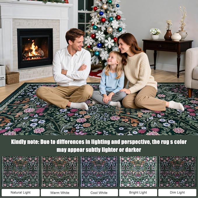6x9 Area Rugs for Living Room: Floral Washable Rug Vintage Large Soft Boho - Image 9