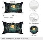 Rustic William Morris Inspired Night Moon Forest Decor Pillow Covers 18x18 Set - Image 2