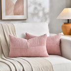 Fancy Homi 2 Packs Blush Pink Long Lumbar Decorative Throw Pillow Covers 12x24 - Image 5