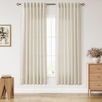 Nanspring Living Room Curtains 72 Inch Length Linen Birch Beige Luxury Light by Nanspring