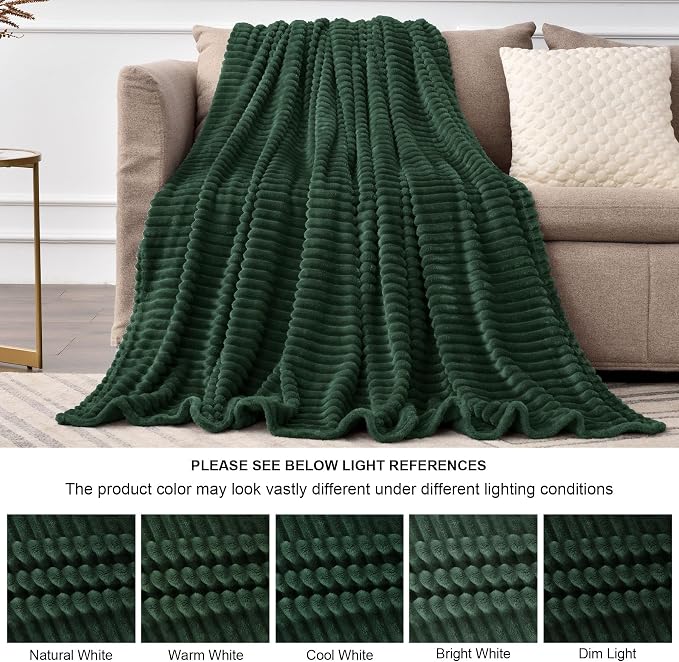 BEDELITE Fleece Throw Blanket for Couch – 3D Ribbed Jacquard Soft and Warm - Image 6