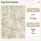 6x9 Abstract Area Rugs for Living Room 6 x 9 Washable Non Slip Low Pile Gray - Image 4