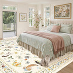Cat 8x10 Area Rugs for Living Room, Machine Washable Animal Floral Vintage Rug - Image 4