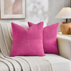 Fancy Homi 2 Packs Hot Pink Euro Decorative Throw Pillow Covers 26x26 Inch - Image 5
