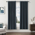 Guken Vintage Blue 100% Blackout Linen Curtains 72 Inch Length 2 Panels Set by Guken