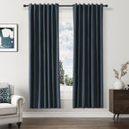 Guken Vintage Blue 100% Blackout Linen Curtains 72 Inch Length 2 Panels Set by Guken