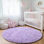 ONASAR Light Purple Round Area Rug 4ft, Soft Bedroom Circle Rugs Floor Mats - Image 8