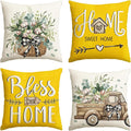 AVOIN colorlife Bless Our Home Farmhouse Eucalyptus Leaves Throw Pillow Covers by AVOINcolorlife