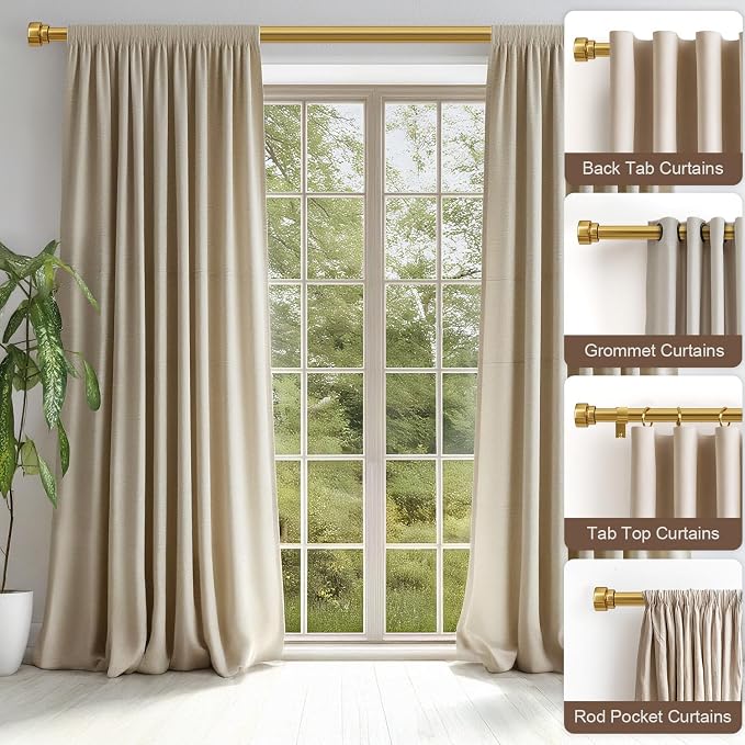 Lootkell 2 Pack Gold Curtain Rods Set - Image 3