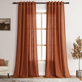 Terracotta Boho Curtains for Bedroom Back Tab Rod Pocket Semi Sheer Linen by Nanspring