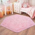 4x4.6 Feet Pink Hexagon Rugs for Princess Tent, Ultra Soft Fluffy Hexagon Area - Image 3