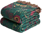 MSGKV Boho Throw Blanket for Couch and Sofa Cotton Blankets for Living Room by MSGKVHomeTextiles