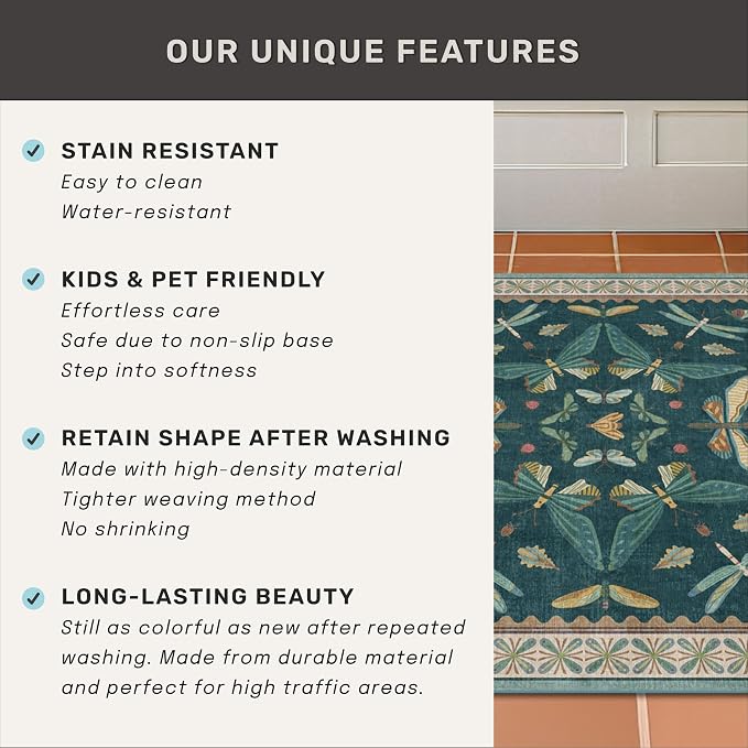 Hazo Haus Insect Blue Green Living Room Rug 5x8 - Image 7