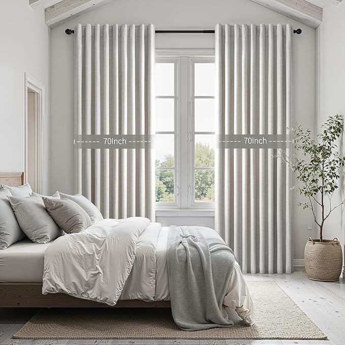 Linen Blackout Curtains 70 Inches Extra Wide 84 Inch Long - Image 7