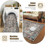 Washable Area Rug 6' x 9' Vintage Traditional Persian Mat - Image 7