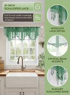 Molaxhome Swag Curtain 51 inch Length Rod Pocket Scalloped Curtain Valance - Image 4