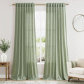 Extra Long Light Sage Linen Curtains 120 Inch by Nanspring