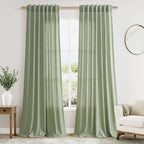 Nanspring Light Sage Linen Curtains 96 Inches Long 2 Panels Set by Nanspring