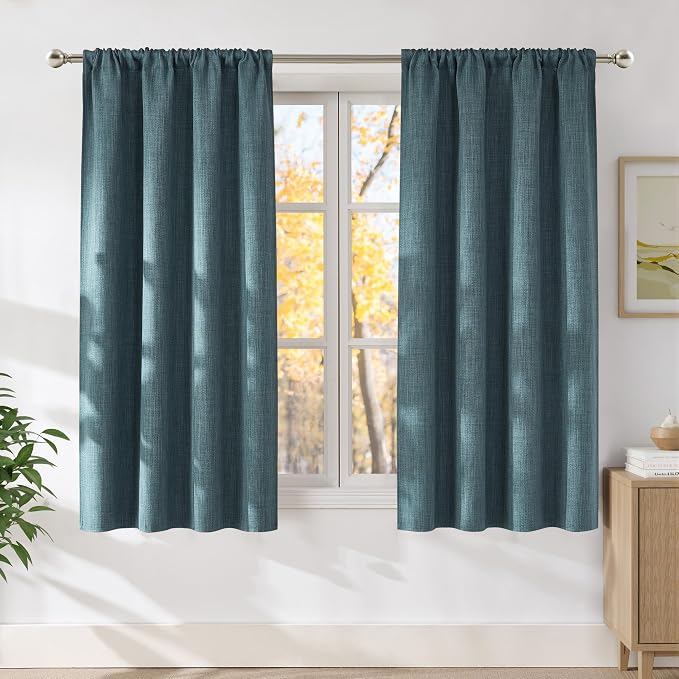 NICETOWN Greyish Blue Room Darkening Rod Pocket Curtains 63 inch Length by NICETOWN