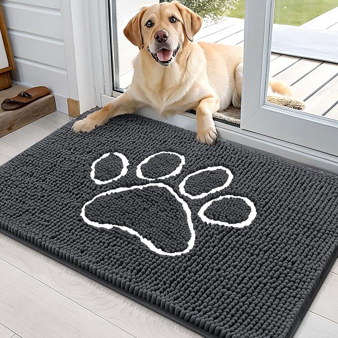 OLANLY Dog Door Mat for Muddy Paws 35x24, Paw Print Design, Absorbs Moisture by OLANLY