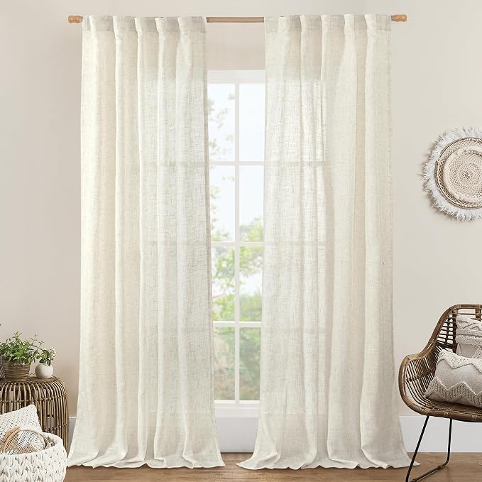 LAMIT Light Filtering Linen Curtains 84 inches Long by LAMIT