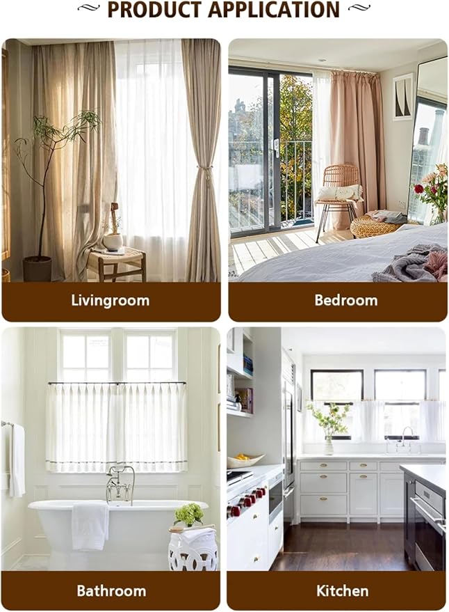 Yafa Home Fashion Heavy Duty Single Standard Adjustable Curtain Rod Hardware - Image 4