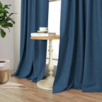 Navy Blue Black Out Curtains 96 Inches Long 2 Panels Linen Textured Blackout - Image 9