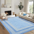 GarveeHome 9x12 Large Modern Light Blue Area Rug Distressed Bordered Soft Non by GarveeHome