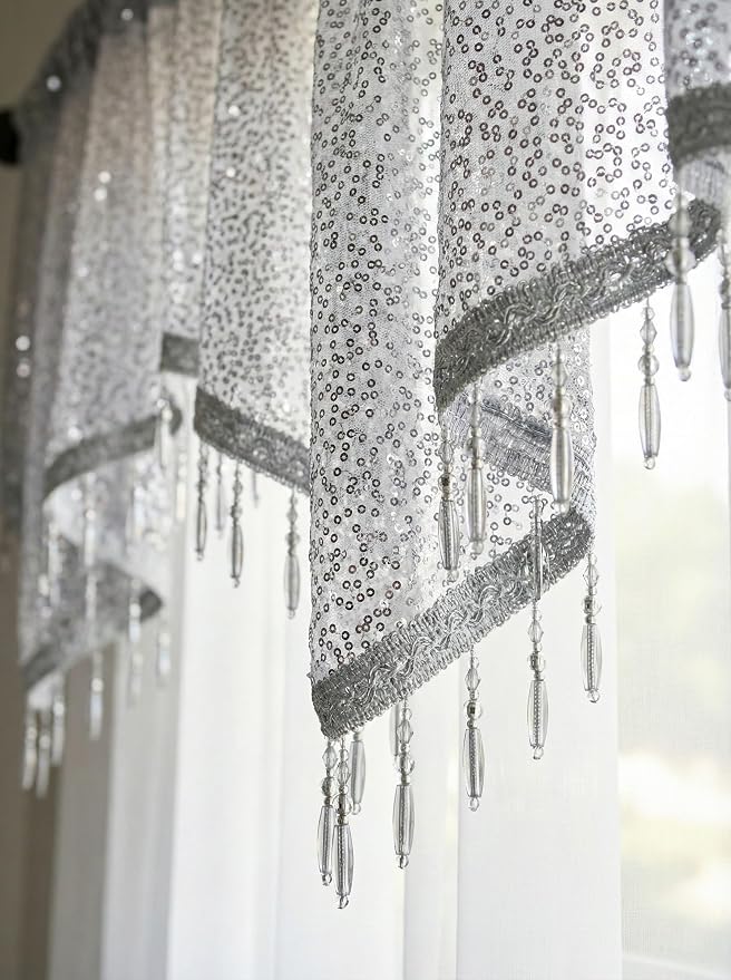 Molaxhome Swag Curtain 51 inch Length Rod Pocket Scalloped Curtain Valance - Image 3