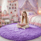 Amdrebio Purple Round Circle Rugs 6Ft by Amdrebio