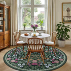 Round Area Rug for Living Room: 6 ft Floral Washable Circle Rug Soft Boho - Image 4
