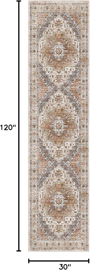 Madane Hallway Runner Rug 2'6''x10' Kitchen Runner, Non Slip Vintage Runners - Image 2