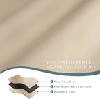 PONY DANCE Beige Blackout Curtains 96 inch Long, Room Darkening Curtains - Image 6