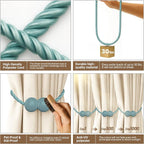 Hion Magnetic Curtain Tiebacks Gray Blue 2 Pack, Curtain Tiebacks Buckles - Image 3