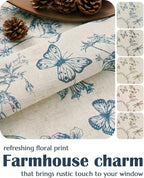 jinchan Floral Linen Curtains for Living Room 84 Inch Length Butterfly Curtain - Image 8