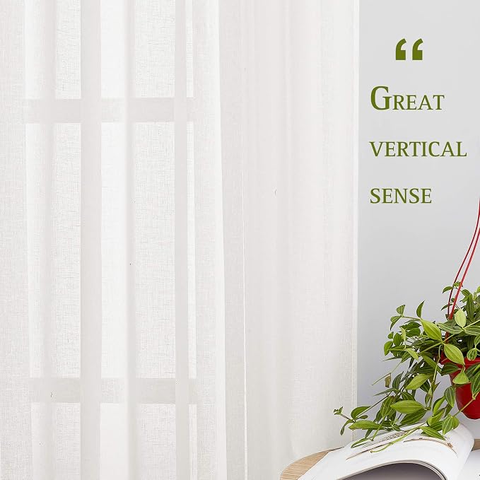 NICETOWN Faux Flax Linen Light Filtering Sheer Curtains - Image 3