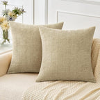 MIULEE Pack of 2 Beige Throw Pillow Covers 18x18 Inch Soft Chenille Pillow by MIULEE