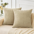 MIULEE Pack of 2 Beige Throw Pillow Covers 20x20 Inch Soft Chenille Pillow by MIULEE