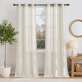 NICETOWN Linen Curtains for Bedroom 96 inch Long, Grommet Flax Linen Weave by NICETOWN