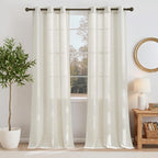 NICETOWN Linen Curtains for Bedroom 96 inch Long, Grommet Flax Linen Weave by NICETOWN