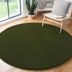 Amearea Olive Green Round Area Rugs 4ft Washable Circle Rugs - Image 2
