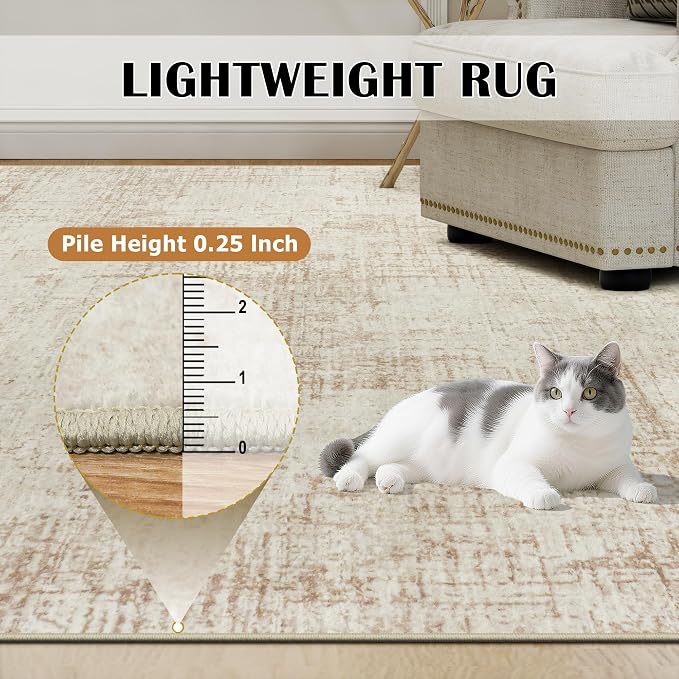 8x10 Area Rugs for Living Room Washable Rug: Anti-Skid Abstract Modern Living - Image 7