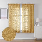 Lecloud Leia Dark Gold Sheer Curtains 63 Inch Length 2 Panels, Light Filtering by Lecloud