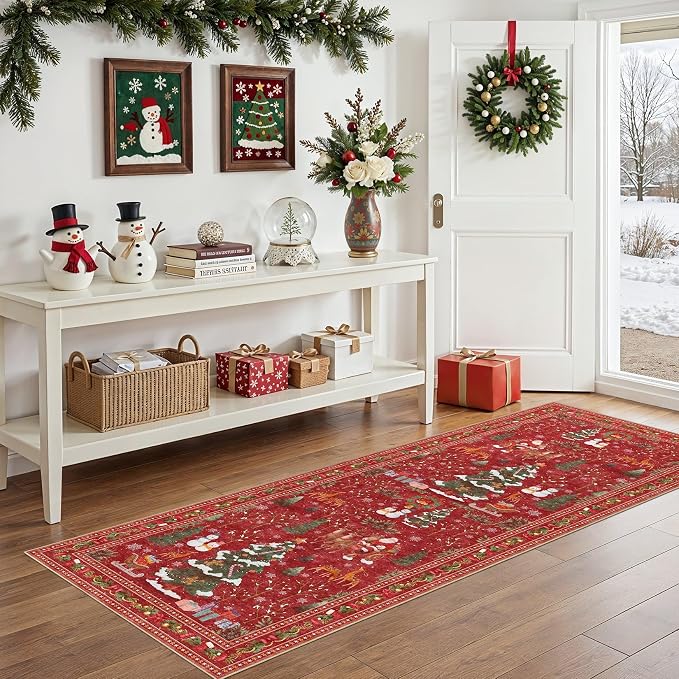 UERMEI Christmas Runner Rug for Hallway: 2x6 Neutral Modern Festive Low Pile - Image 5