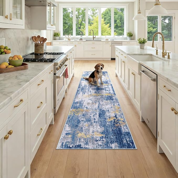 Washable Area Rugs 2x7 Non-Slip Modern Abstract Soft by RELEANY