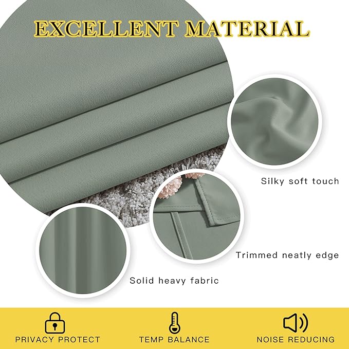 NICETOWN Short Blackout Sage Green Curtains - Image 4